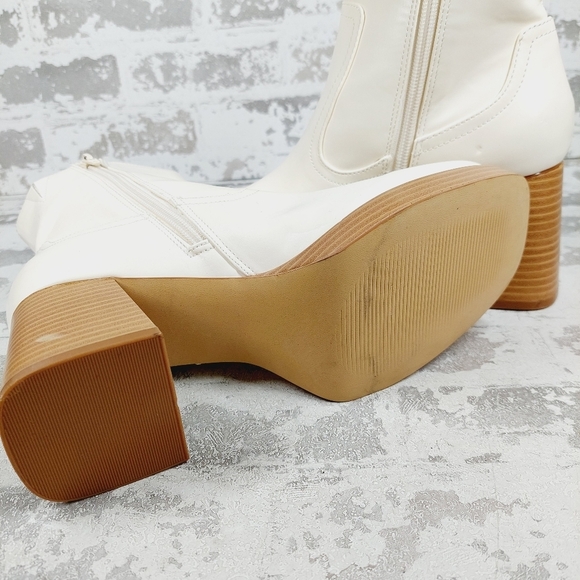 New BP Keyla Platform White Faux Leather Chunky Bootie C363 - Picture 10 of 13